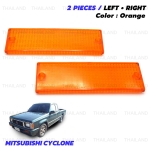 ฝาไฟหรี่ในกันชนหน้า ข้างซ้าย+ขวา 2 ชิ้น สีส้ม สำหรับ Mitsubishi L200 Cyclone ปี 1986-1996